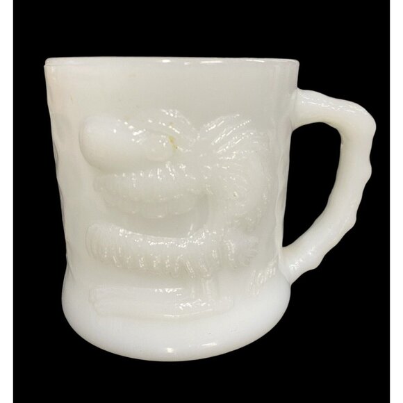 VINTAGE B.C. COMIC GROG MILK GLASS EMBOSSED MUG JOHNNY HART NICE MINT RARE - Picture 1 of 3